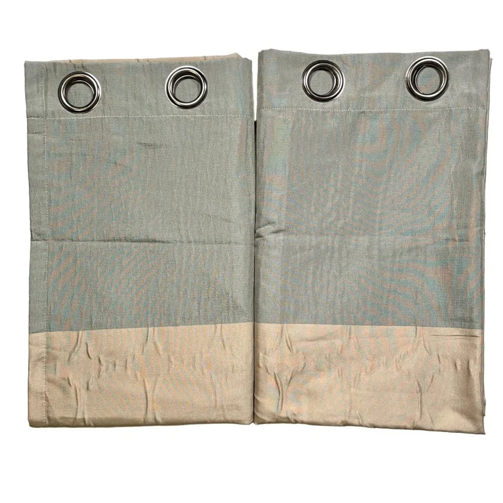 Studio JCP Champagne Gold & Blue/Gray Shower Curtains 2 Panels 49” x 80” - Picture 1 of 7